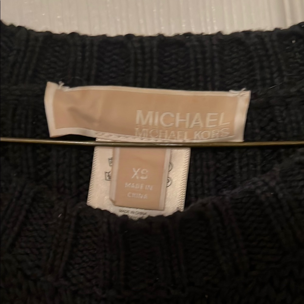Michael kors Black Cable Knit Sweater with gold Zipper Accents